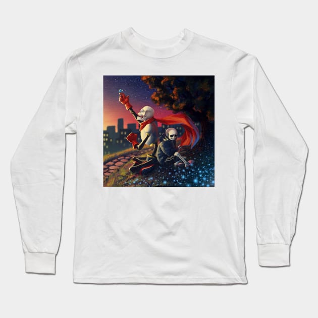 Sans & Papyrus Long Sleeve T-Shirt by ZlaGo